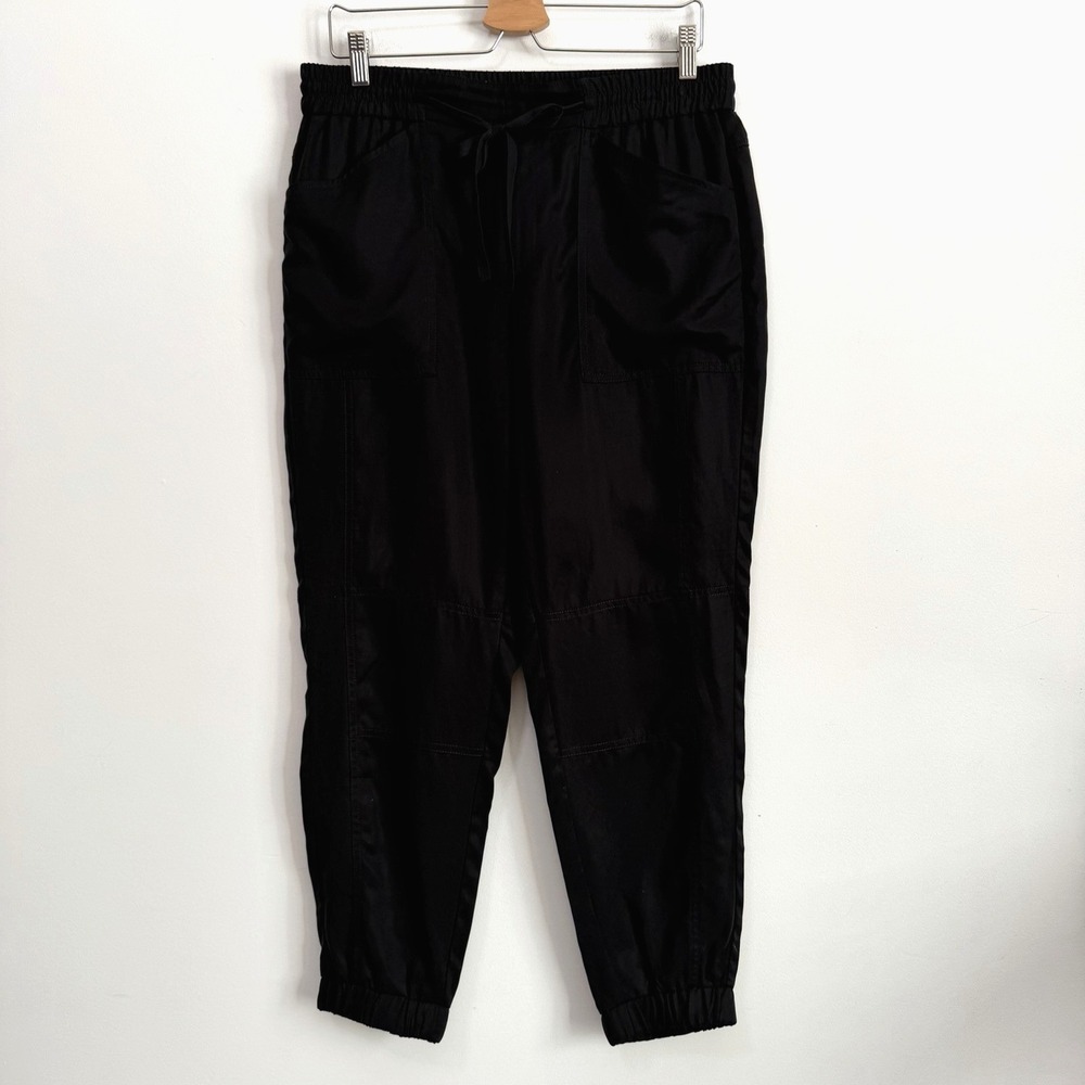Banana Republic Paper Bag Jogger Pants M Lyocell Black Leisure Travel 33x27